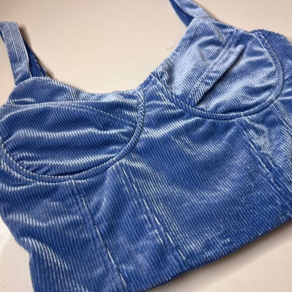 NWT FULL TILT Blue Velvet Corset Top Size S - Picture 2 of 4